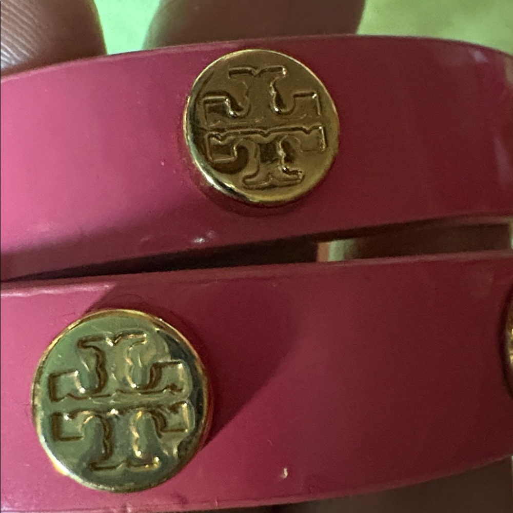 Tory Burch Pink Leather Wrap Bracelet with Gold Studs - Picture 3 of 5